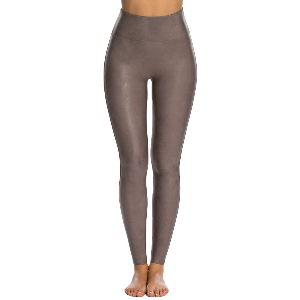 Spanx Brown Faux Leather‎ Leggings High Waisted Cocoa 2437 L Large